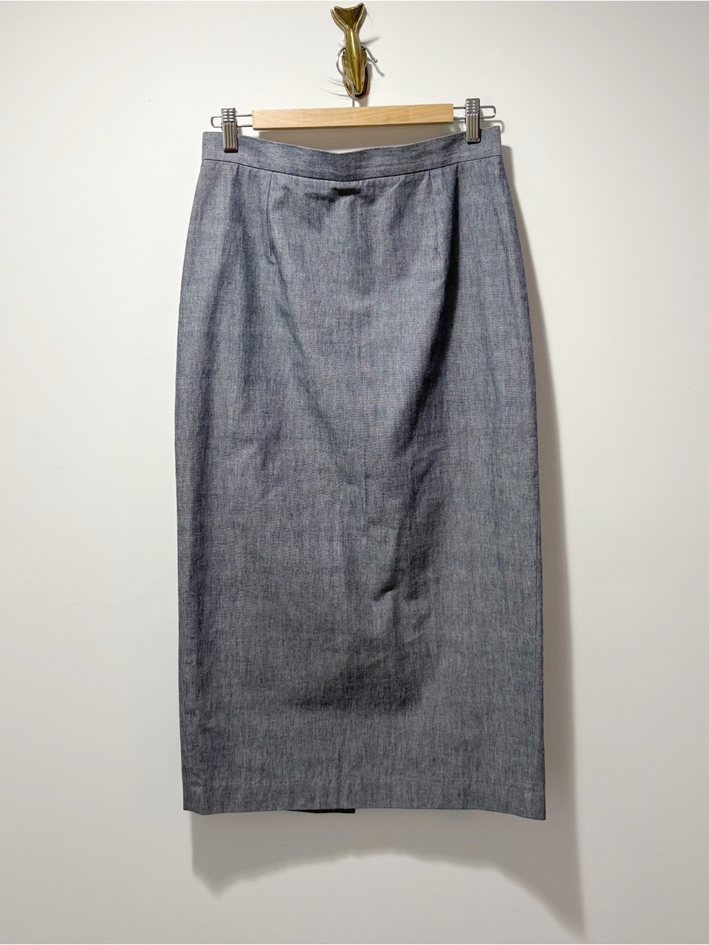 Apiece Apart Midi Pencil Skirt Size 6 Long Pencil Skirt 100% Cotton Gray Blue